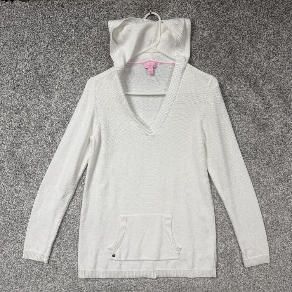 Lilly Pulitzer Hooded Sweater M Preppy Coastal Resort Classic Nautical Tennis